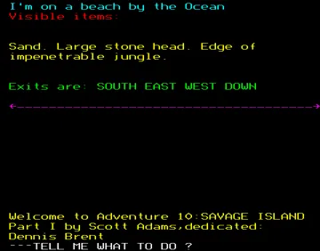 Adventure 10 - Savage Island Part I - BBC v1.0 (1984)(Adams)[a][SAVISL1] screen shot game playing